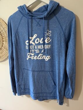 Blue Hooded Sweatshirt with 'Love' Script